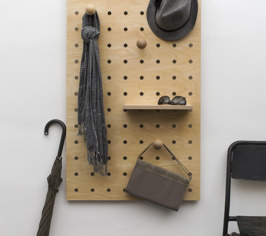 Peg It all Peg Board by Kreisdesign - Handcrafted FSC certified birch plywood peg board is perfect for hallways, kids rooms or home offices, this well-made, chunky peg board adds Scandinavian style to any space including your for home office